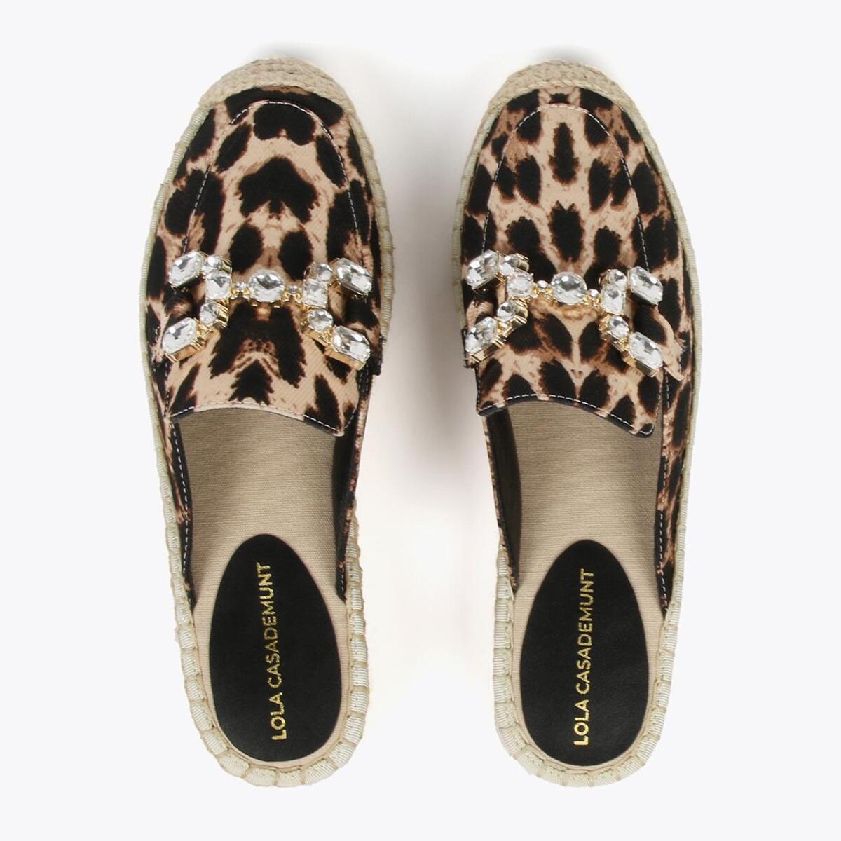 Espadrillas basse stampa animalier dettaglio strass