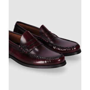 Zapatos de Piel - Burdeos - Tacón: Bajo