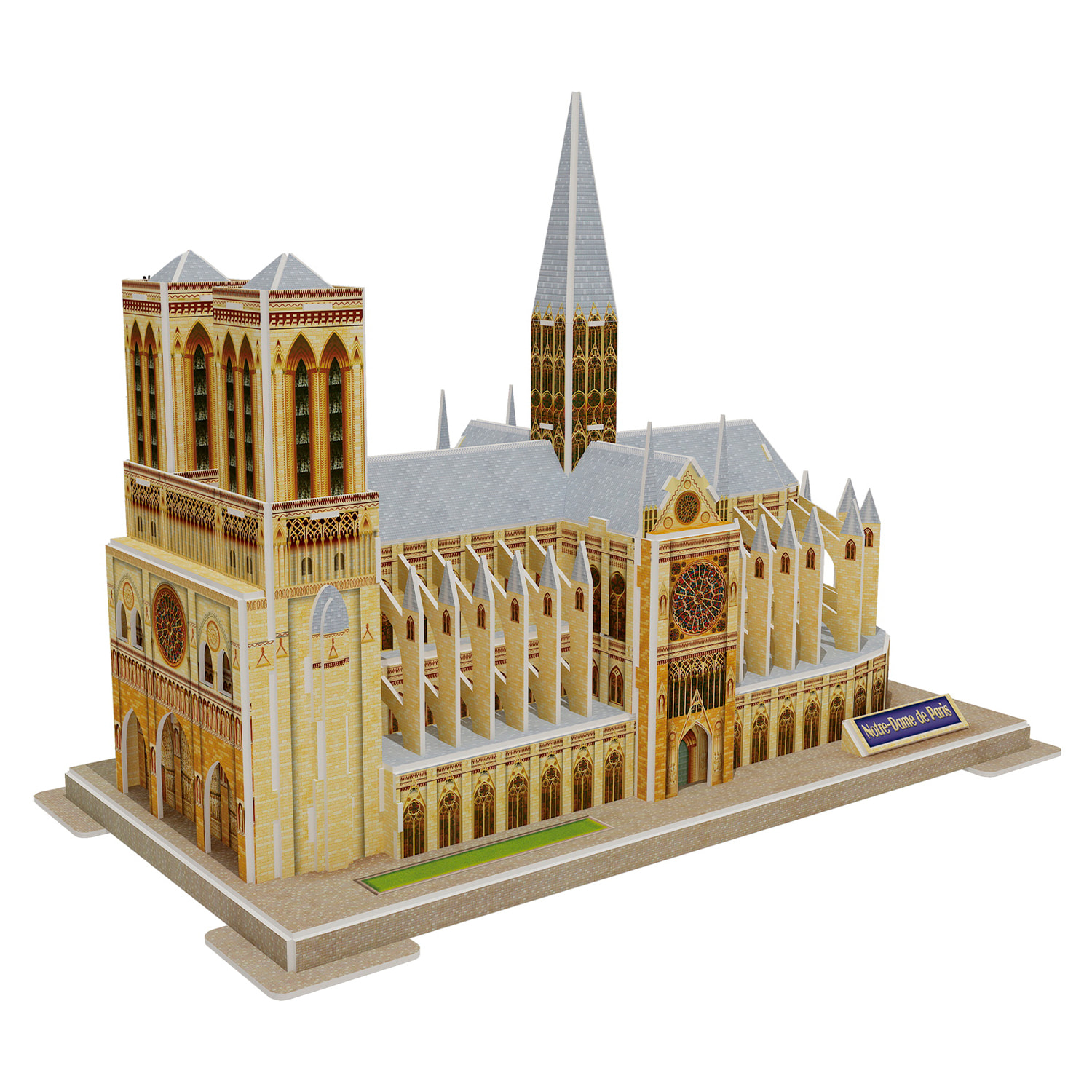 Puzzle 3D della Cattedrale di Notre Dame a Parigi. Include 77 pezzi che puoi assemblare senza bisogno di strumenti o colla. Raccomandato per bambini oltre i 3 anni.
