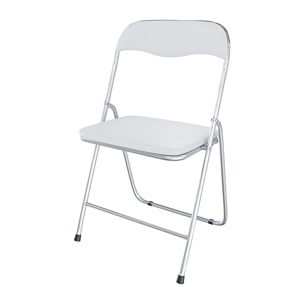 Set da 6 Sedia Pieghevole Slim in Metallo Sedie Salvaspazio Ufficio Casa Campeggio Salotto Cucina Ecopelle Comoda Seduta Imbottita 78x44x44 cm Bianco