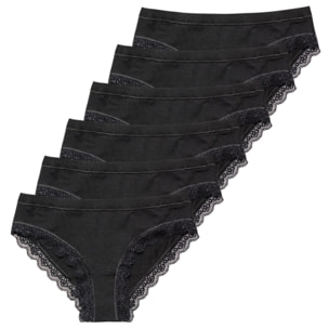 6 Slip da Donna Fianco Basso Nottingham in Cotone Modal, Art. SB6100, Nero