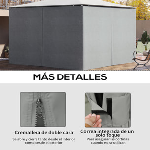 4 Paredes Laterales para Cenador 3,5x2 m Laterales de Carpa con Ganchos Cortinas sin Ventanas Reemplazo Lateral para Carpa de Jardín Exterior Fiesta Gris Claro