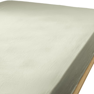 Drap housse - bonnet:30cm - 100% gaze de coton vert d'eau