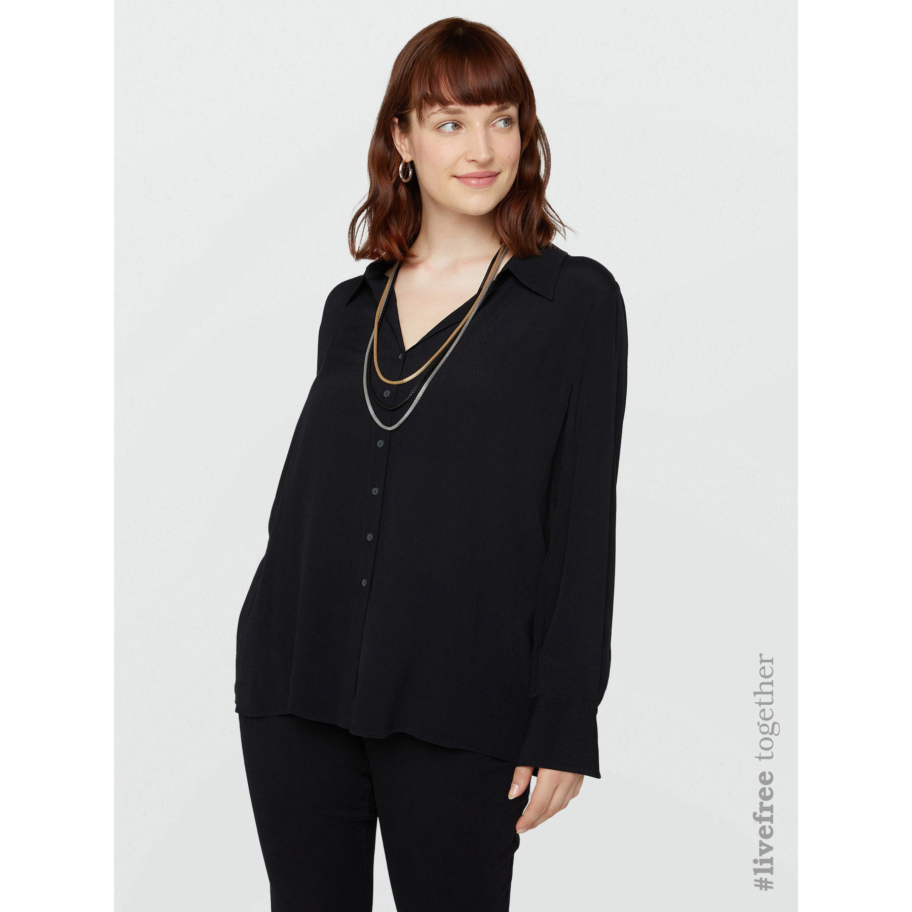 Fiorella Rubino - Camisa de viscosa ECOVERO™ - Negro