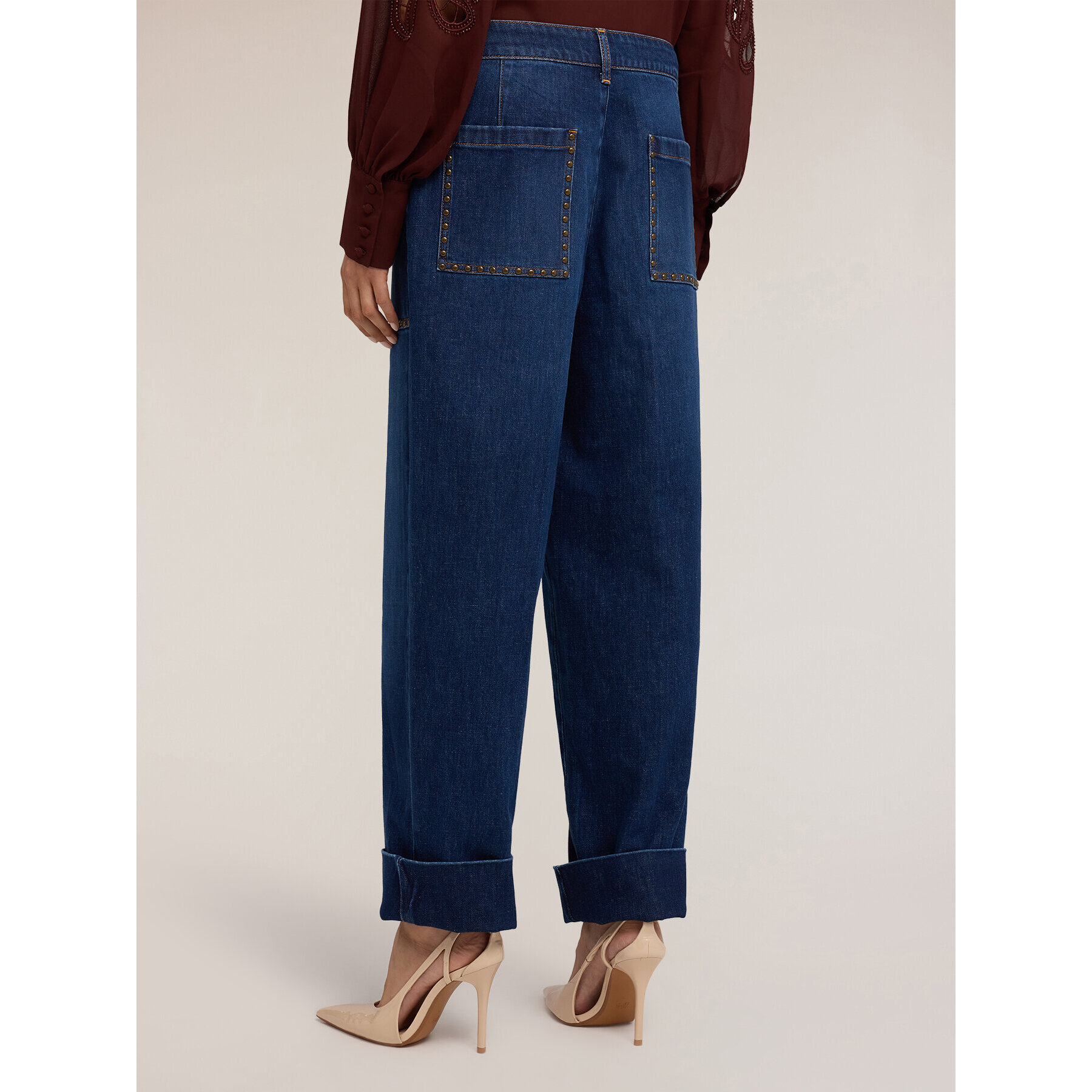 Motivi - Jeans con vuelta y tachuelas - Azul