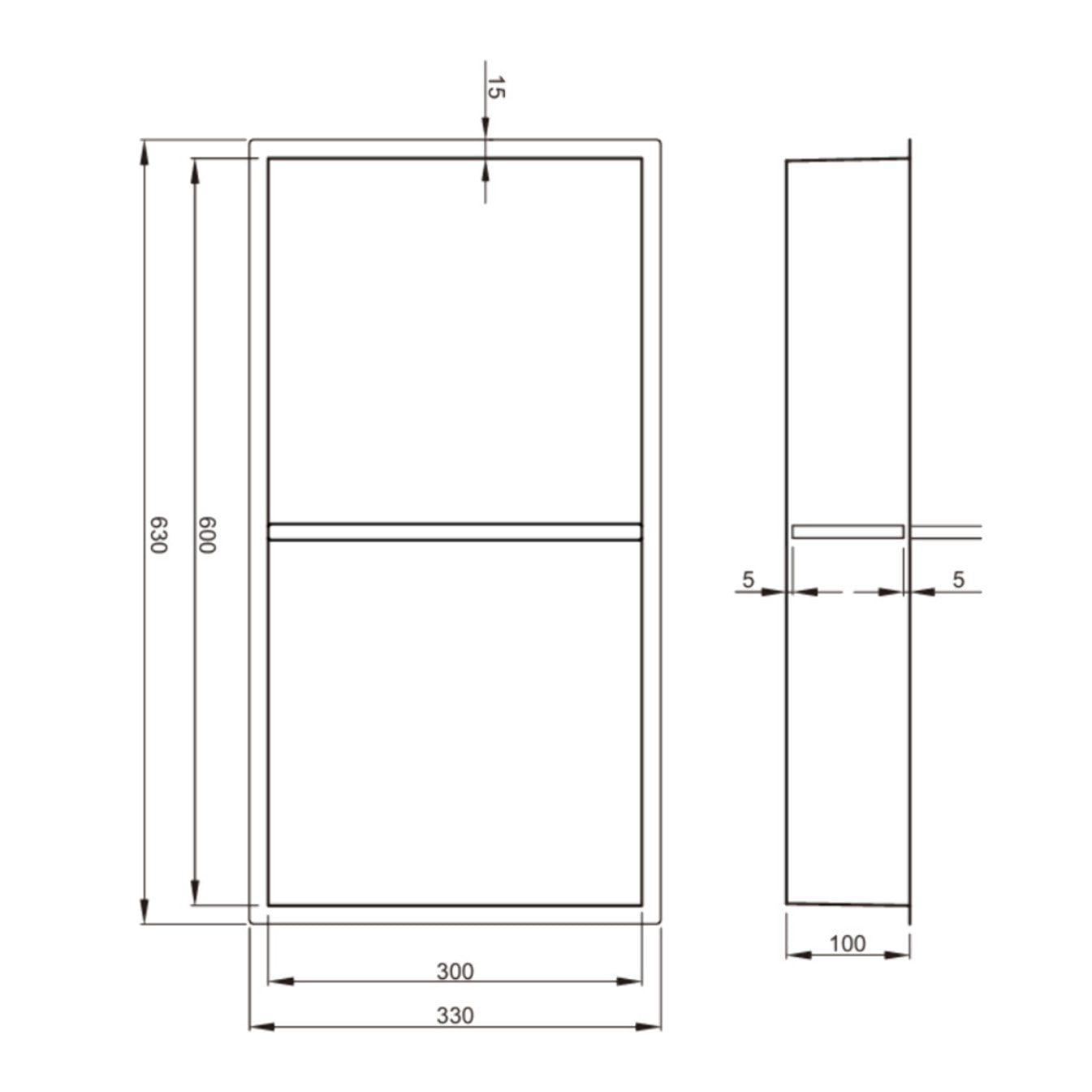 Aurum Niche de Douche à encastrer, Acier Inoxydable 304, 2 étagères, 60x30x10cm, Cuivre brossé PVD (SATAURN6030SBRG)