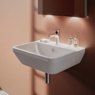 Integra 55x45x19 cm lavabo suspendu en céramique, trou pour robinetterie au milieu, avec trop-plein, blanc (7049-003-0001)