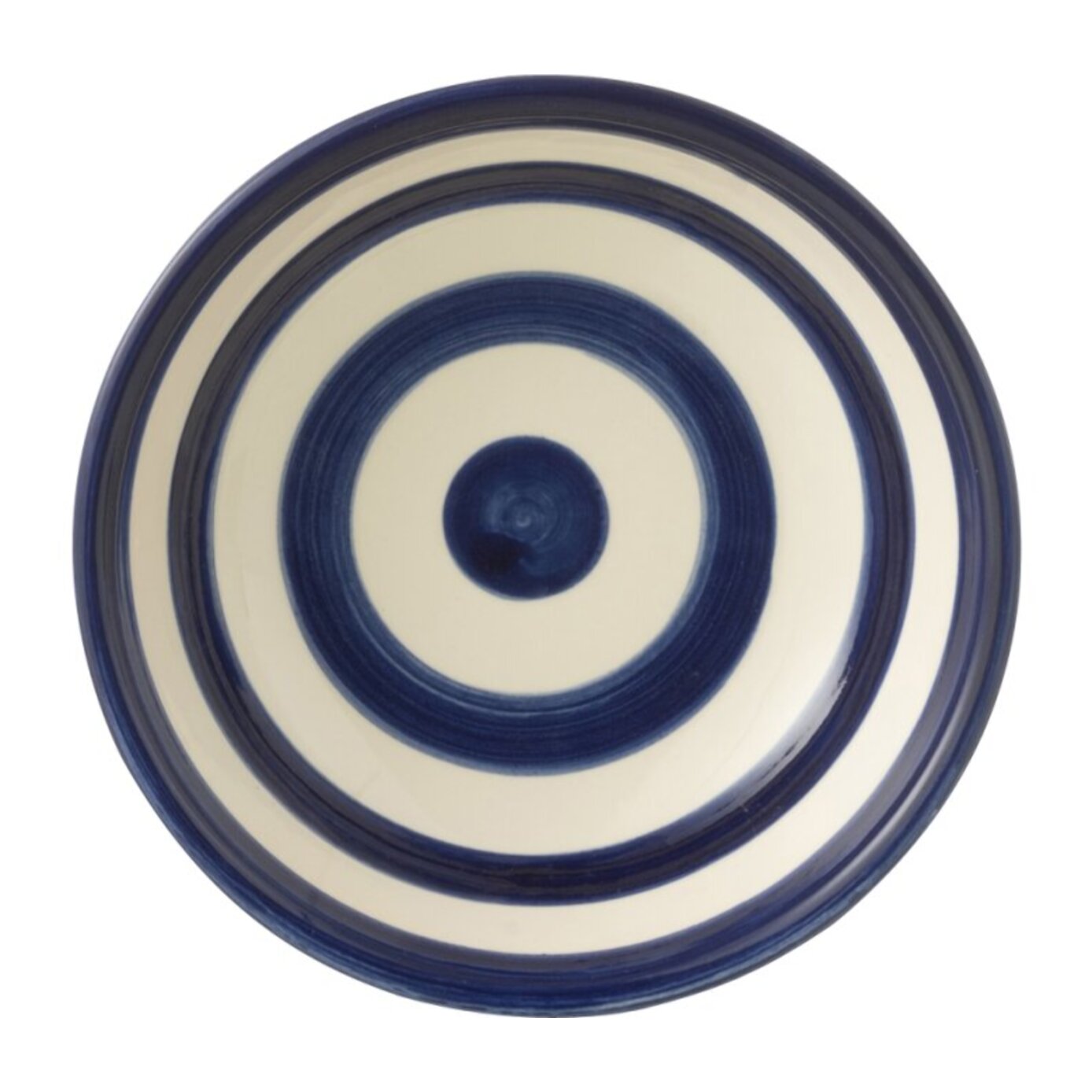 J-Line bol Granada Stripes Low - céramique - blanc/bleu - small - Ø 14 cm