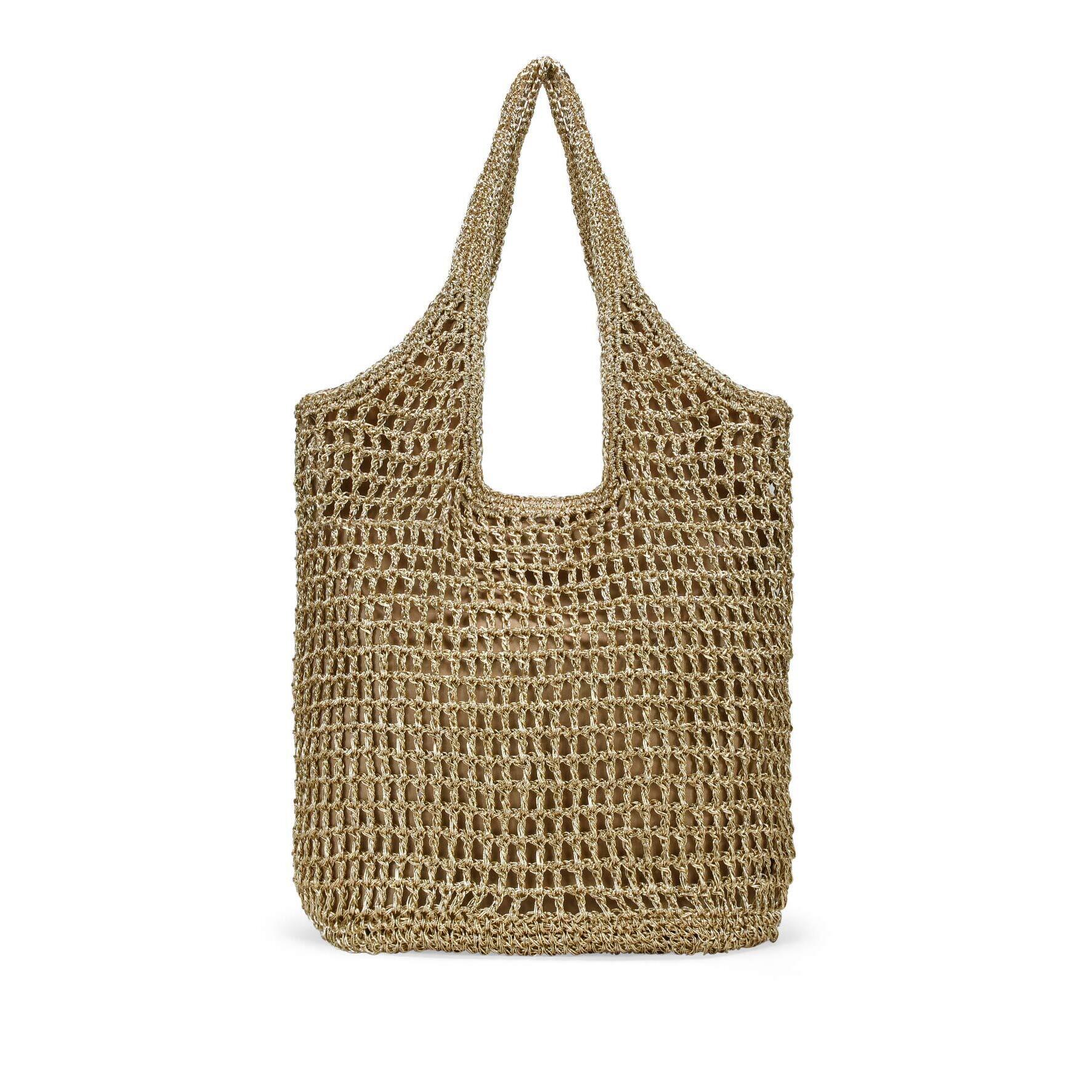 Bolso de hombro oro en rafia