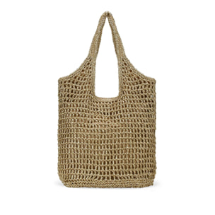 Bolso de hombro oro en rafia