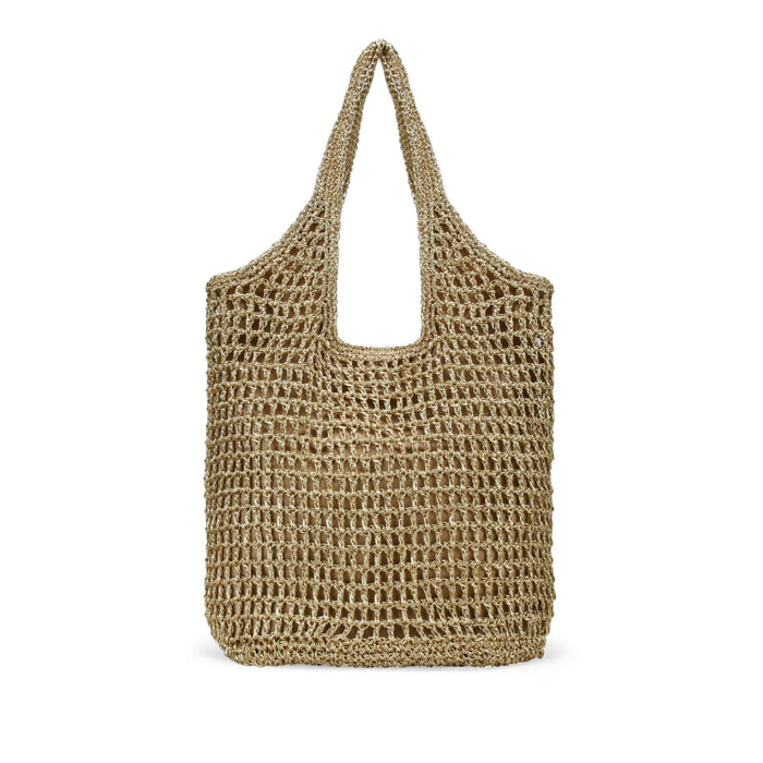 Bolso de hombro oro en rafia