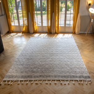 Tapis berbère en coton noir et beige 350x250cm ATLAS