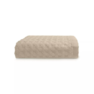 Serviette eponge pur coton 240 g/m² nid d'abeille beige Detente naturel