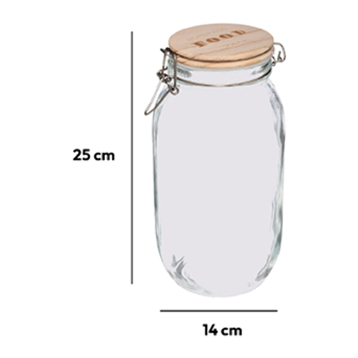 Bocal verre couvercle pin 2L Wording