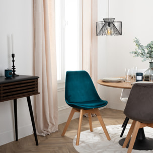 Chaise "Baya" - bleu canard - velours