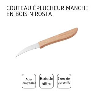 Couteau de cuisine éplucheur manche en bois 16 cm Nirosta