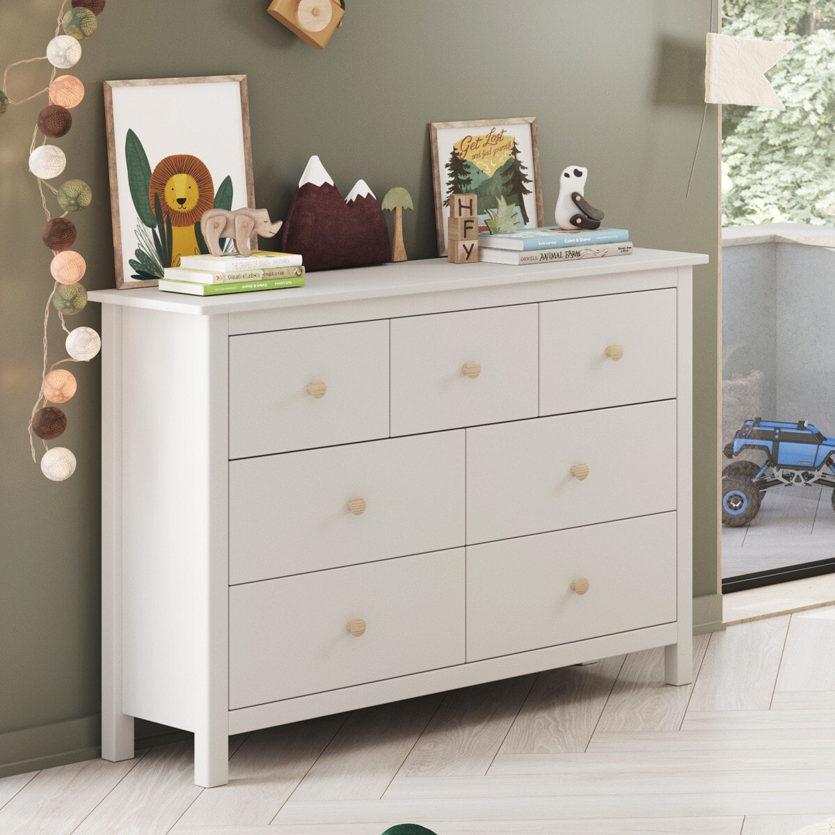 Commode enfant 7 tiroirs en bois massif - MELVIN