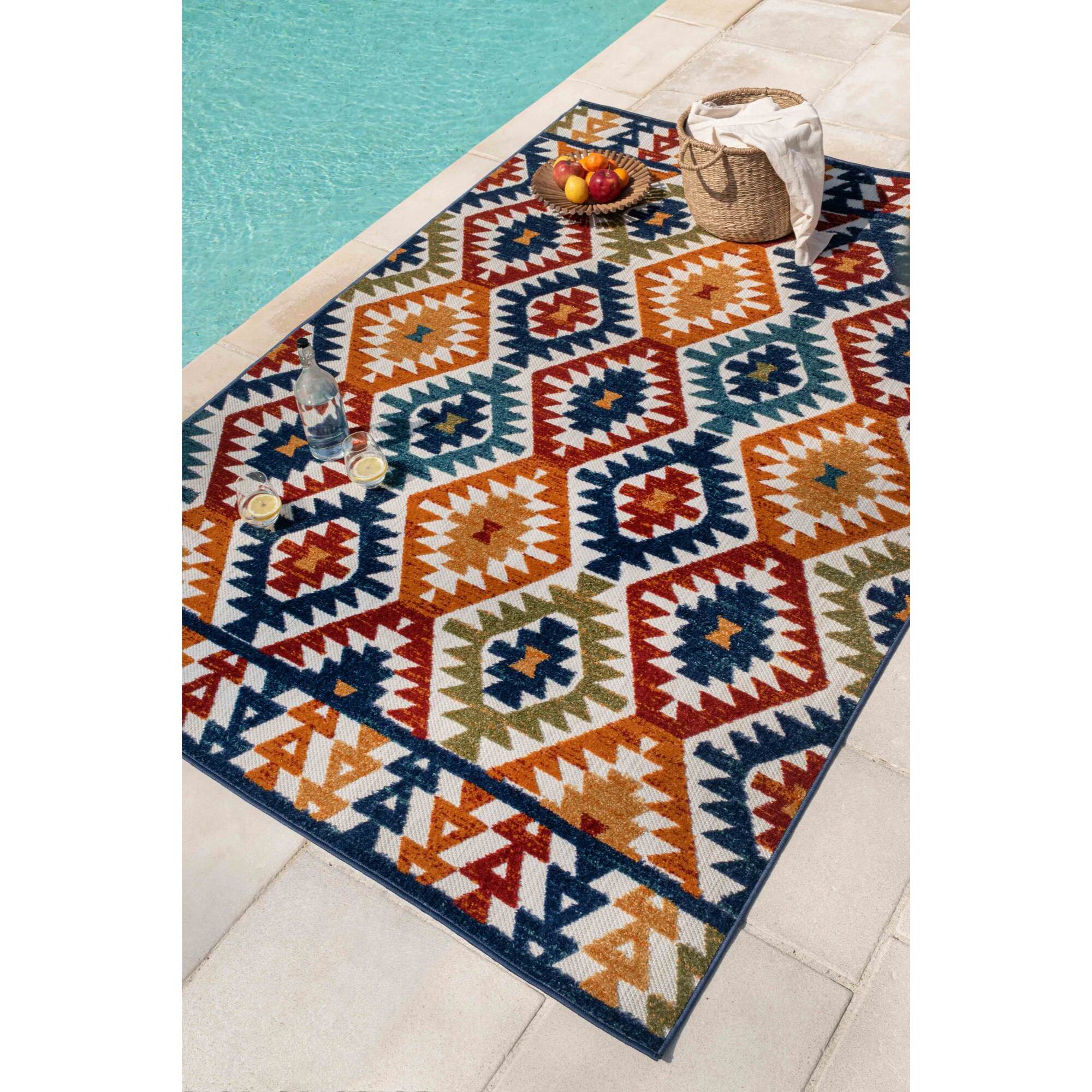 Cabana - Tapis d'extérieur multicolore avec motif à relief