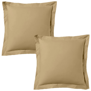 Lot de 2 taies d'oreiller satin de coton beige