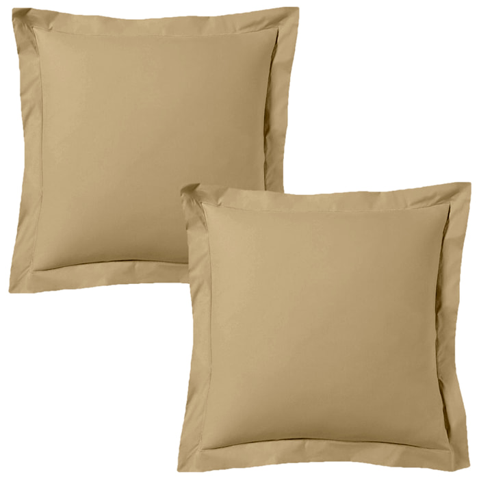 Lot de 2 taies d'oreiller satin de coton beige