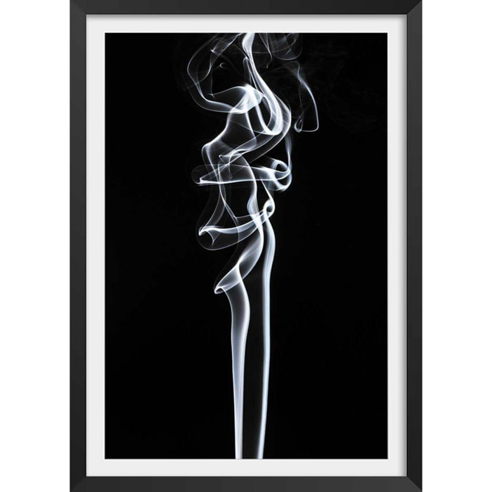 Poster white smoke sensual Affiche + cadre en bois - Noir