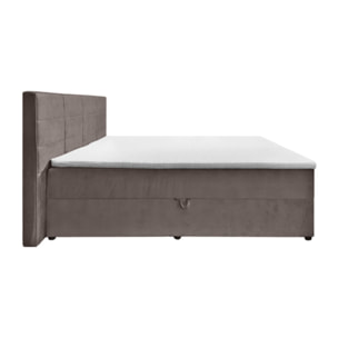 Lit boxspring complet en velours gris ou taupe 160x200 - GENEVE