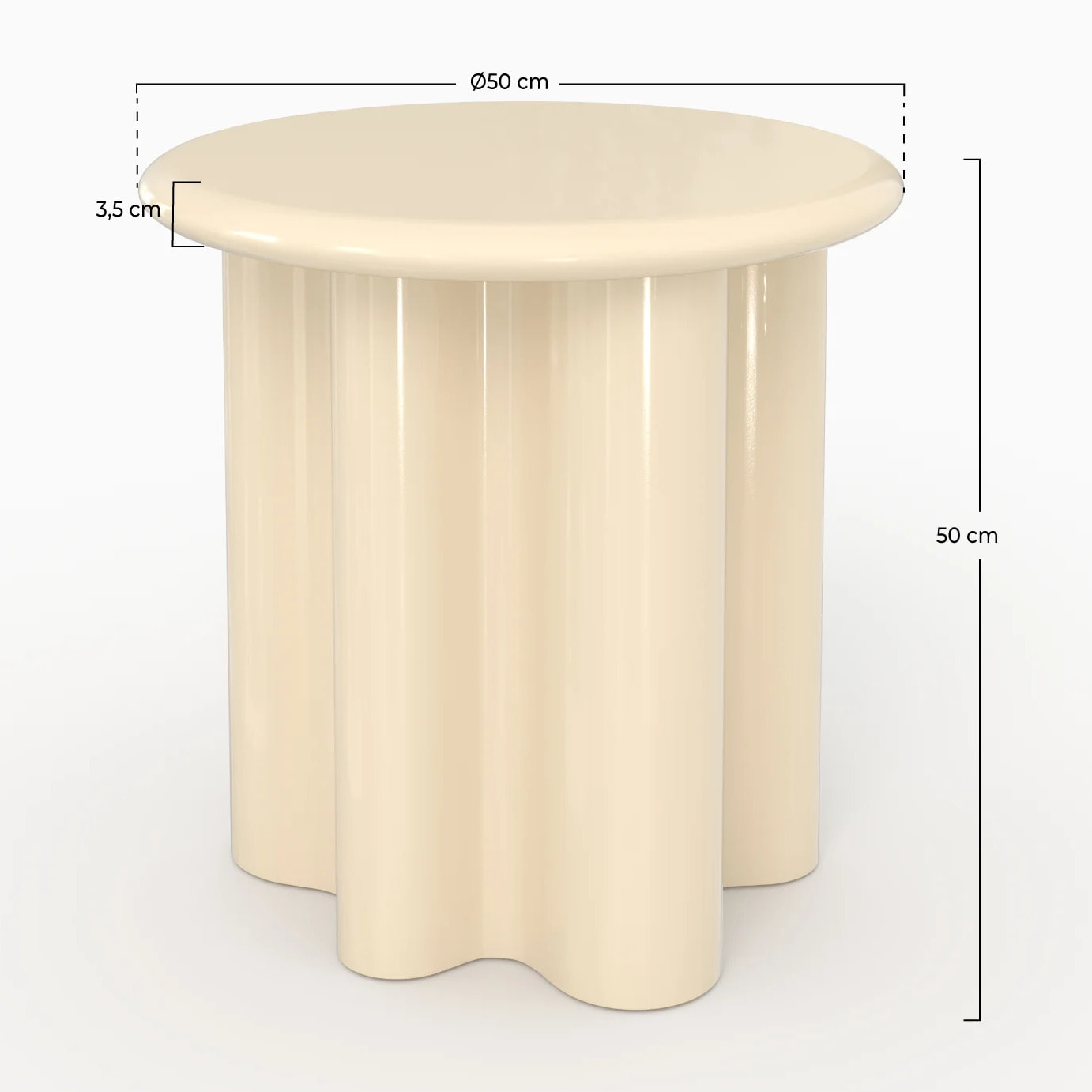 Table d'appoint laquée blanche, D50 cm - Olya