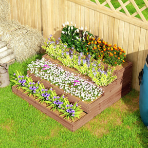 Jardinera de Madera Elevada de 4 Niveles Jardinera Exterior Grande con Diseño de Escalera Huerto Urbano para Cultivos Plantas Flores para Patio Terraza Balcón 113x113x46 cm Café Oscuro