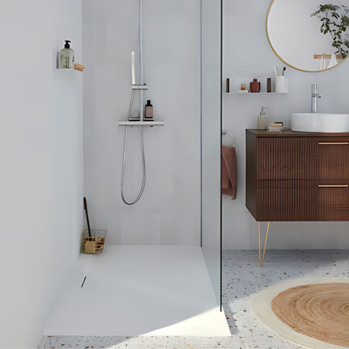 Pack receveur de douche antidérapant 120 x 80 Flight Pure rectangle blanc + Kit d'étanchéité WEDI + Pieds