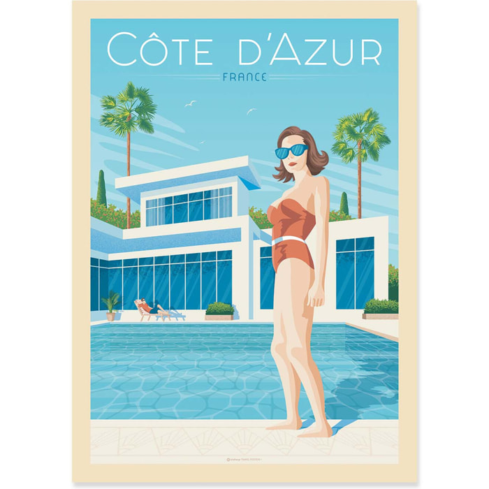 Affiche - Cote d'Azur Piscine - Olahoop Travel Posters
