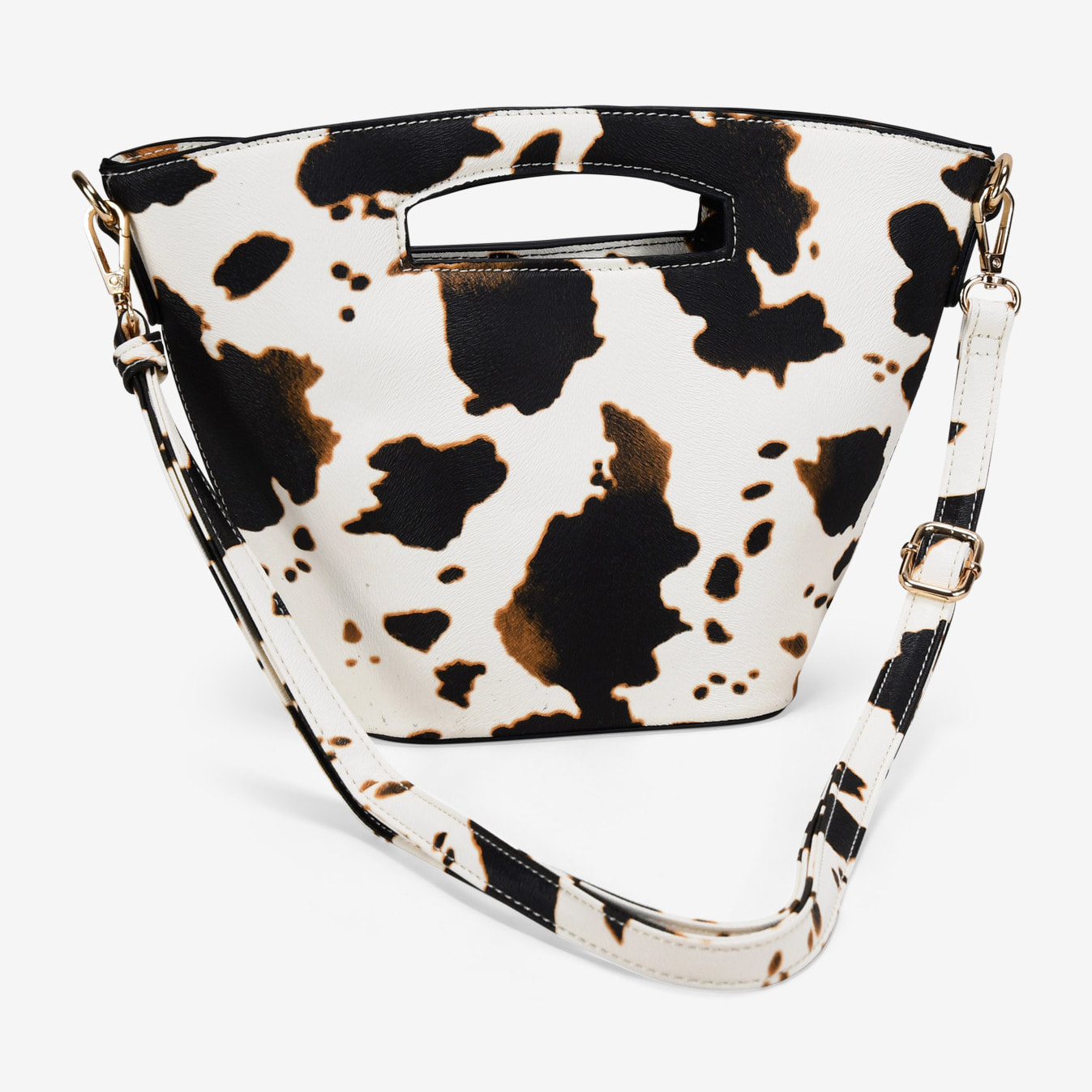 Bolso de mano efecto vaca con cremallera