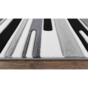 KOSTO - Tapis de salon moderne avec design graphique gris