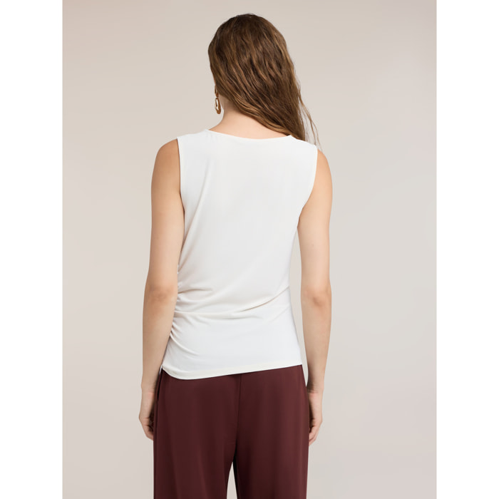 Motivi - Top in jersey con drappeggio frontale - Bianco