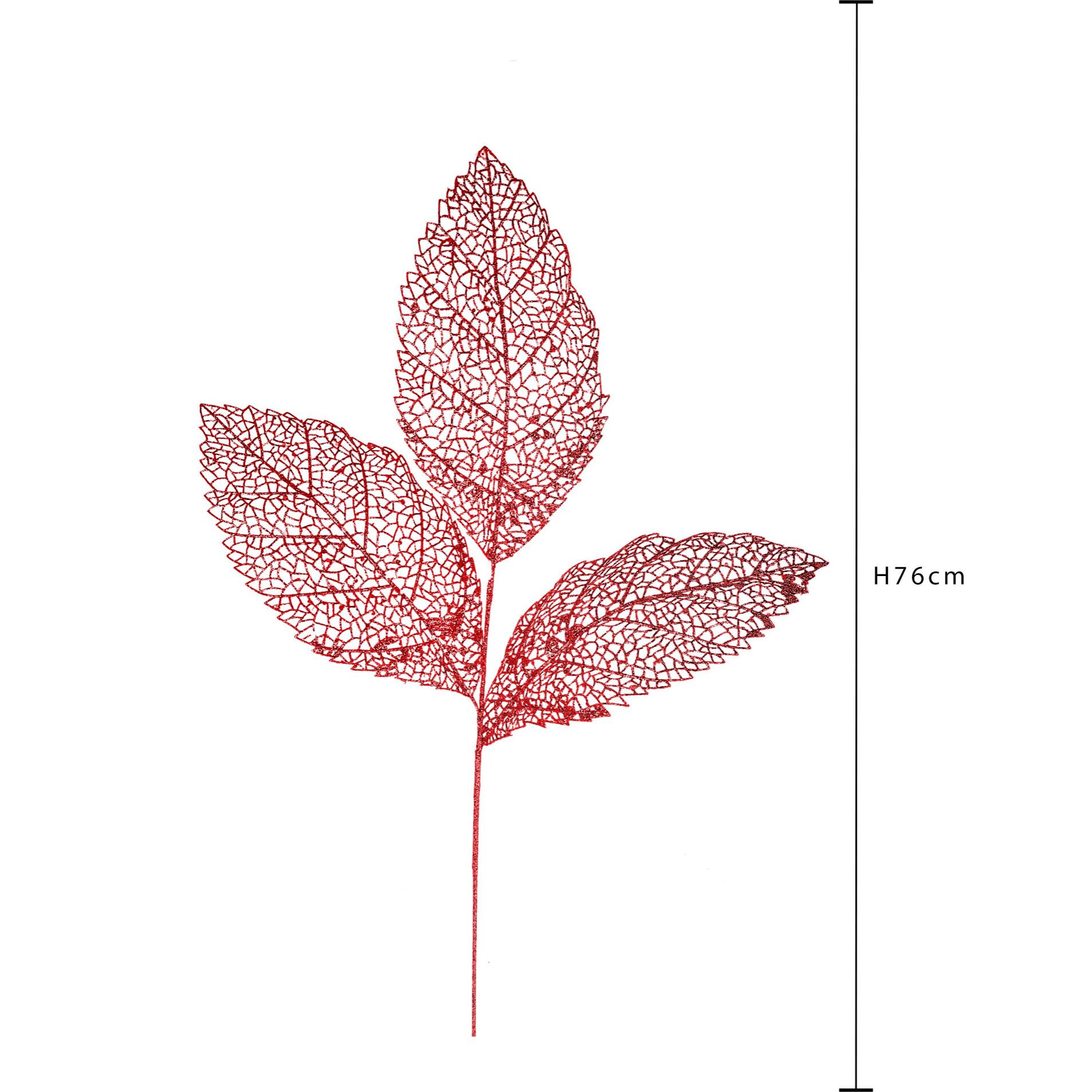 Foglia x 3 con glitter - Pezzi 12 - ROSSO - Bianchi Dino SpA
