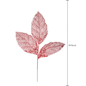 Foglia x 3 con glitter - Pezzi 12 - ROSSO - Bianchi Dino SpA