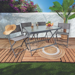 Table Verre Trempe Formentera Gris 110x70cm