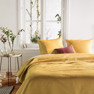Dessus de lit + 2 taies "Dolce" - jaune moutarde 240x260 cm