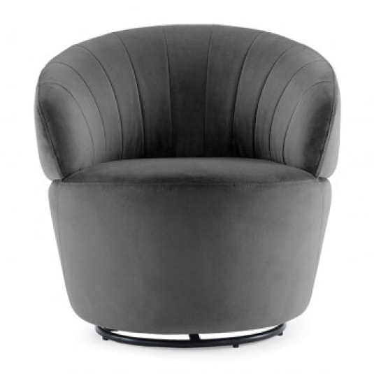 Fauteuil rond pivotant en velours - 5 coloris - ROMANE