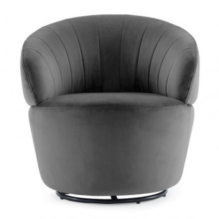 Fauteuil rond pivotant en velours - 5 coloris - ROMANE