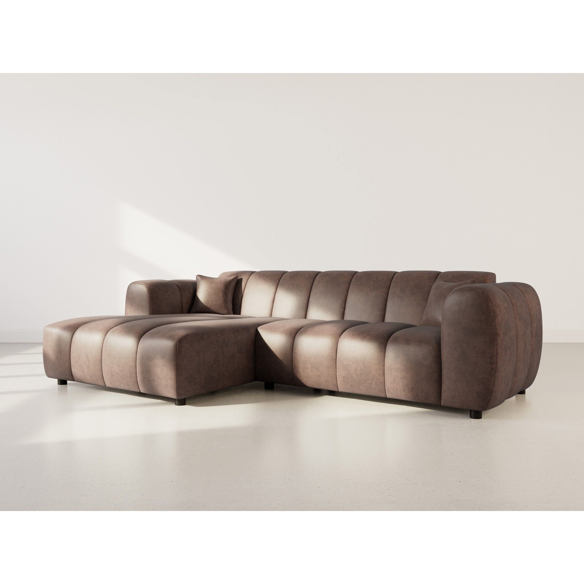 Curtis - canapé d'angle gauche 4 places en simili - Marron