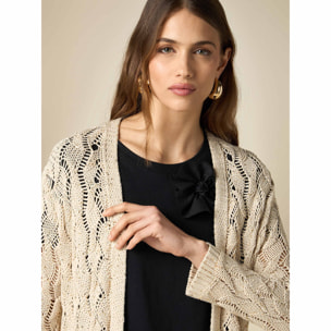 Oltre - Cardigan traforato con micro paillettes - Beige