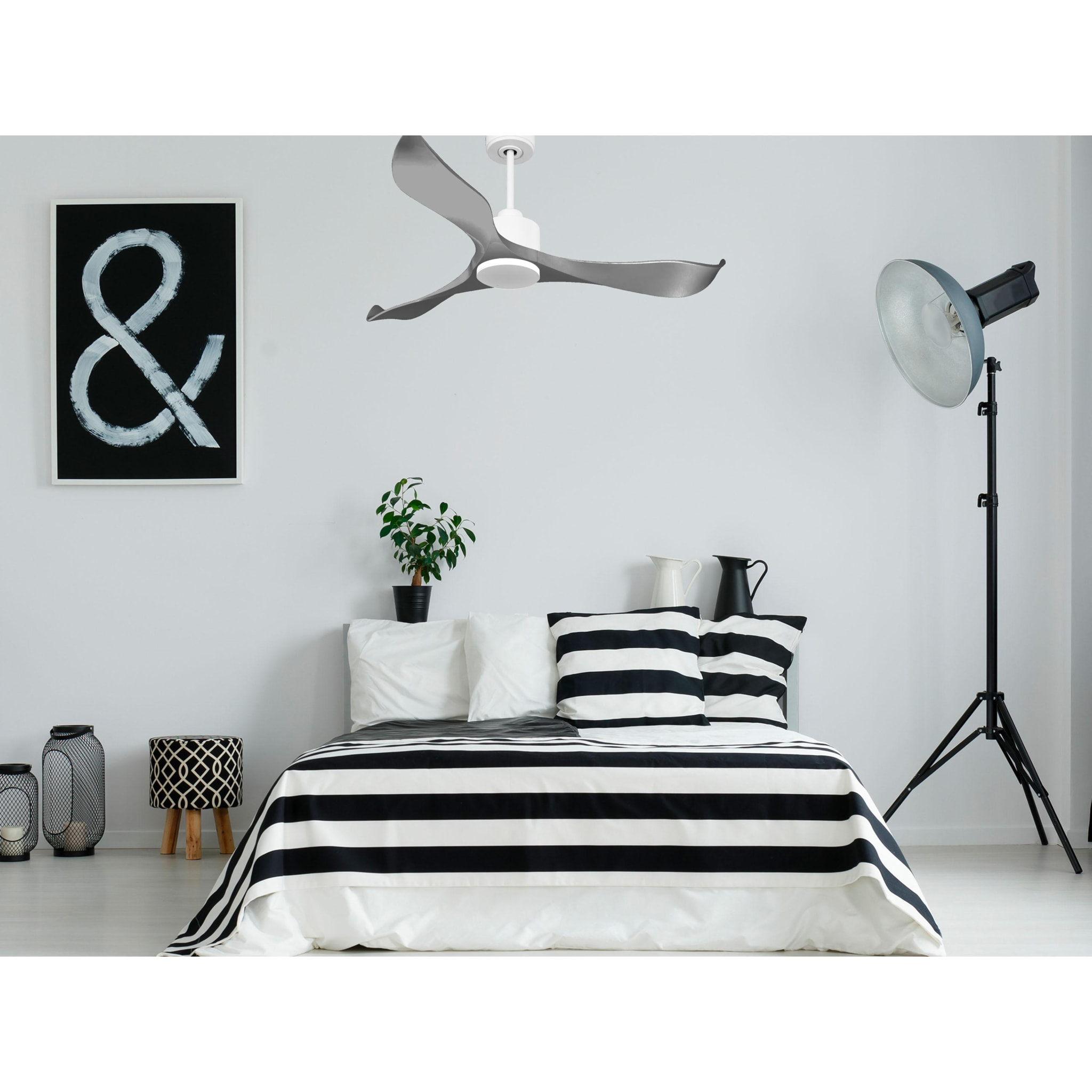 Ventilateur de plafond Réversible  Thermostat Wifi Moteur à courant continu Toits en pente Télécommande Mémoire