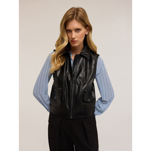 Motivi - Gilet in tessuto spalmato - Nero