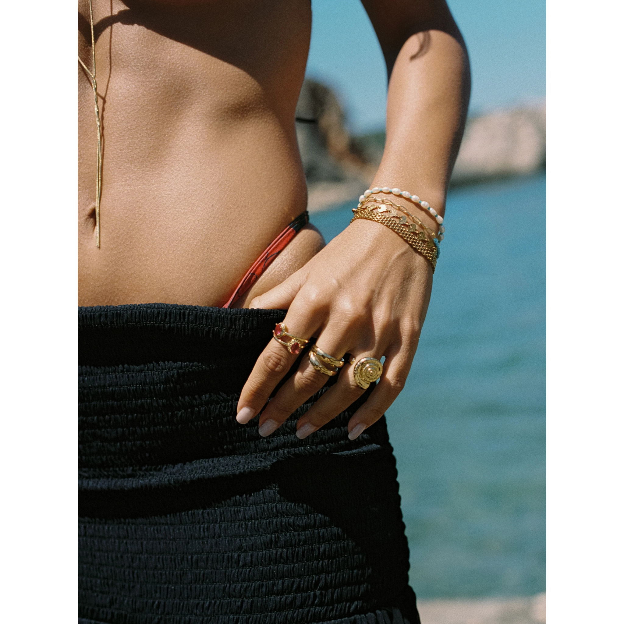 Pulsera Pompeya Turquesa Acero Baño Oro