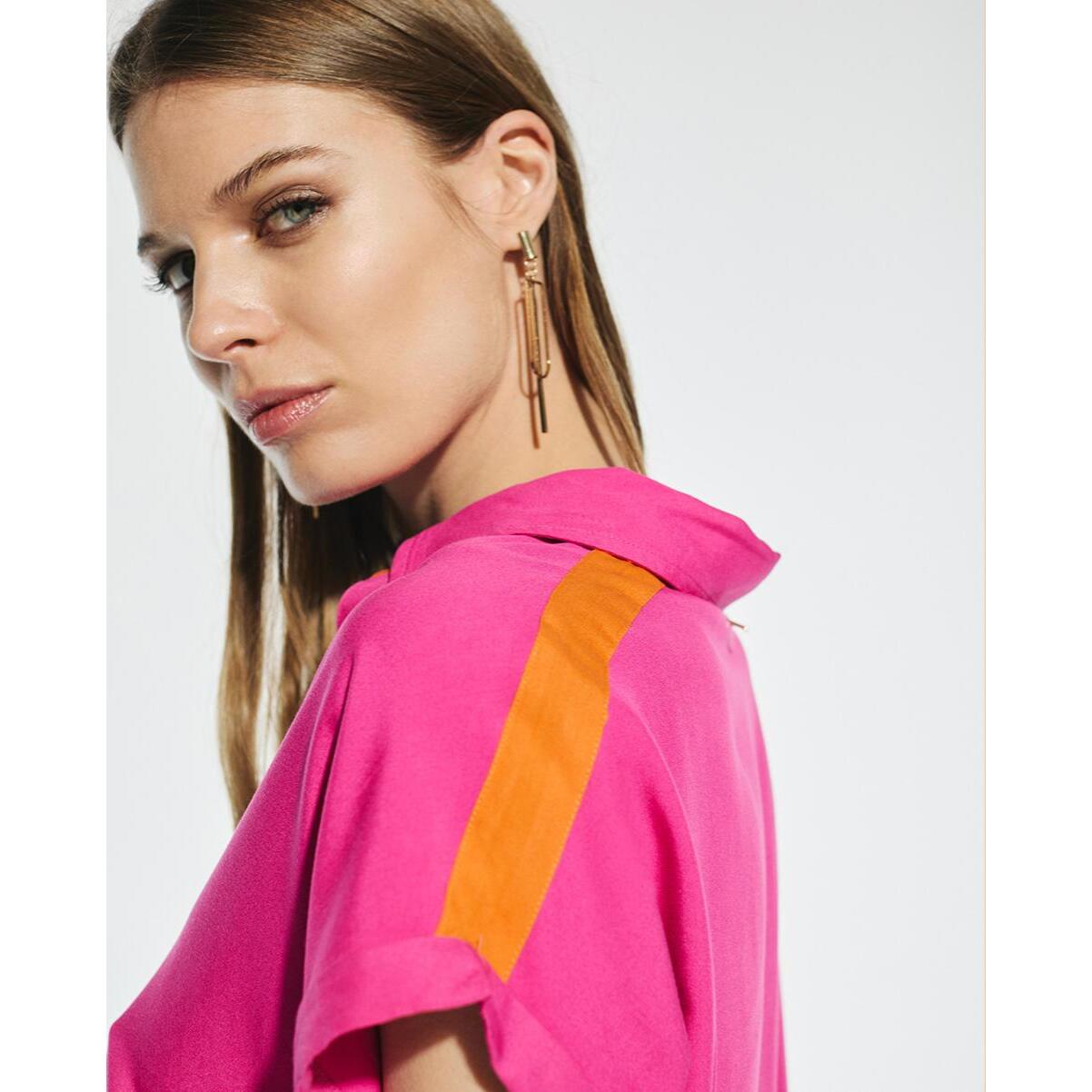 Blusa fluida bicolore