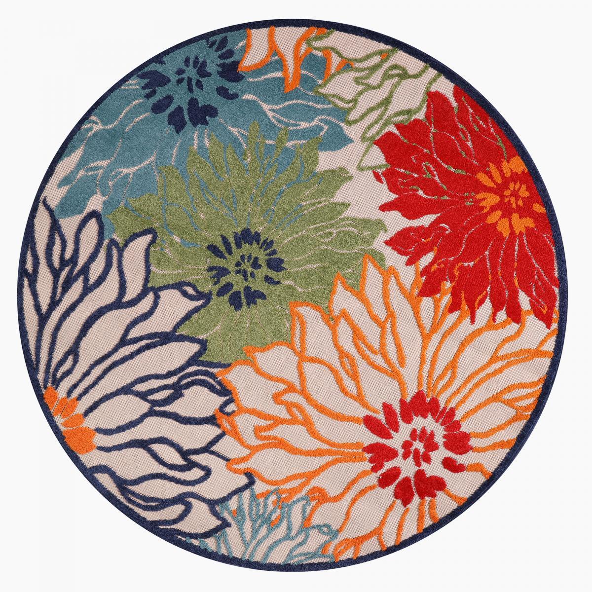 Tapis extérieur tissé kilim rond MEKO