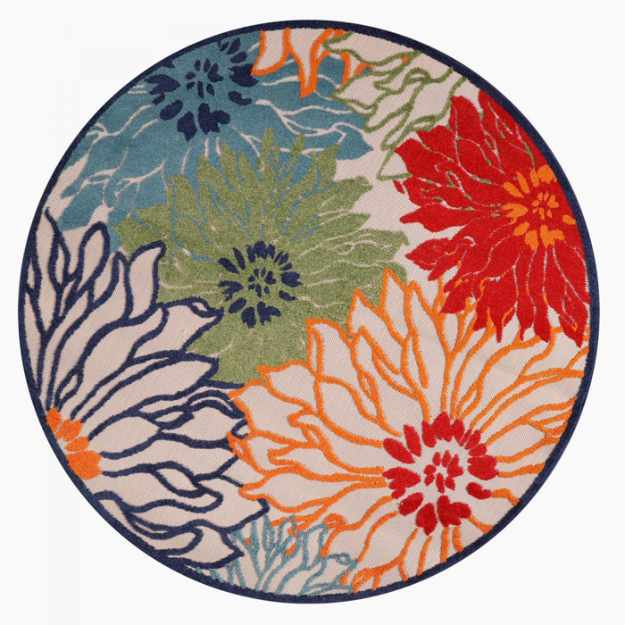 Tapis extérieur tissé kilim rond MEKO