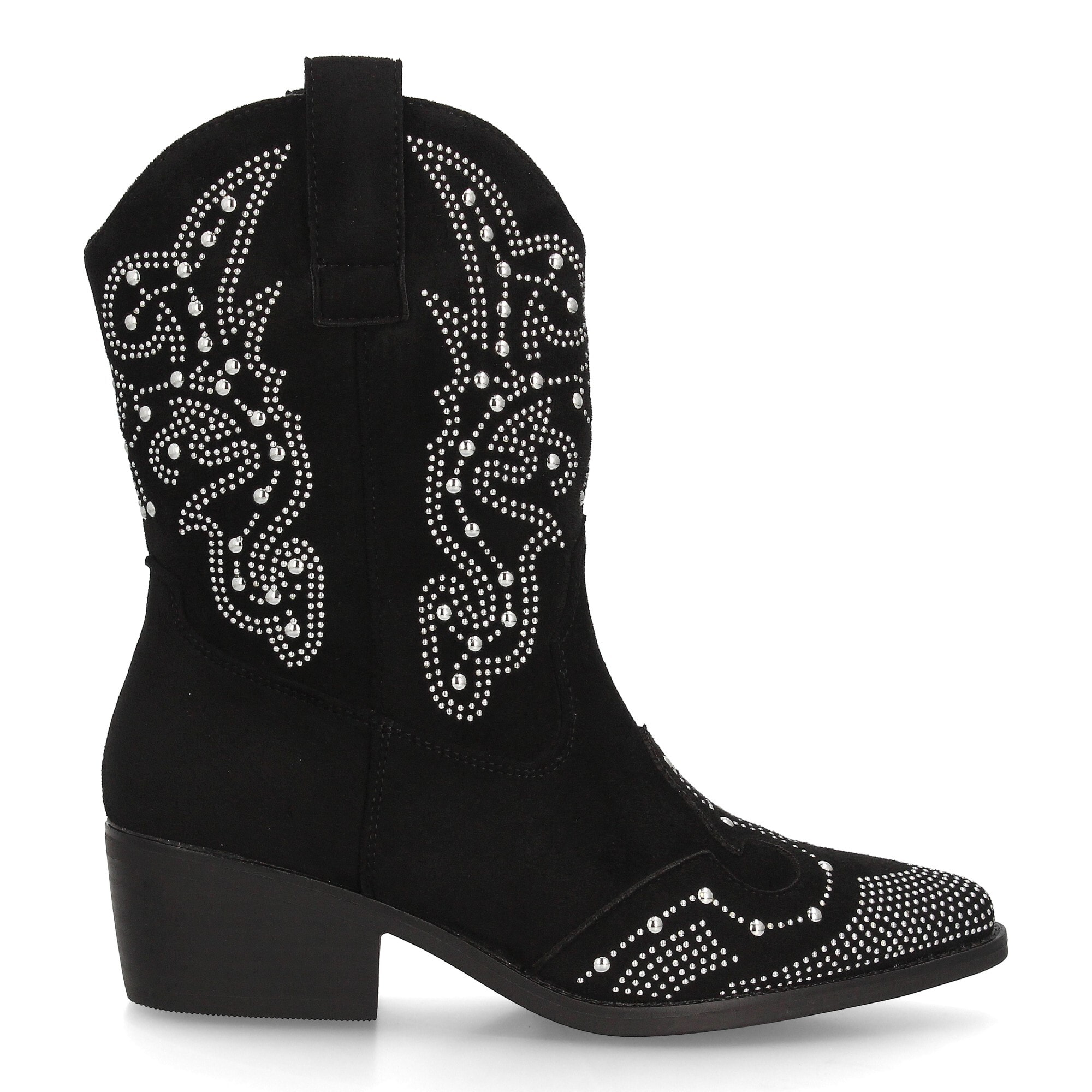 Botín cowboy mujer caña media con tachuelas decorativas y tacón bajo
