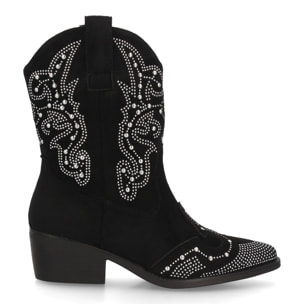 Botín cowboy mujer caña media con tachuelas decorativas y tacón bajo