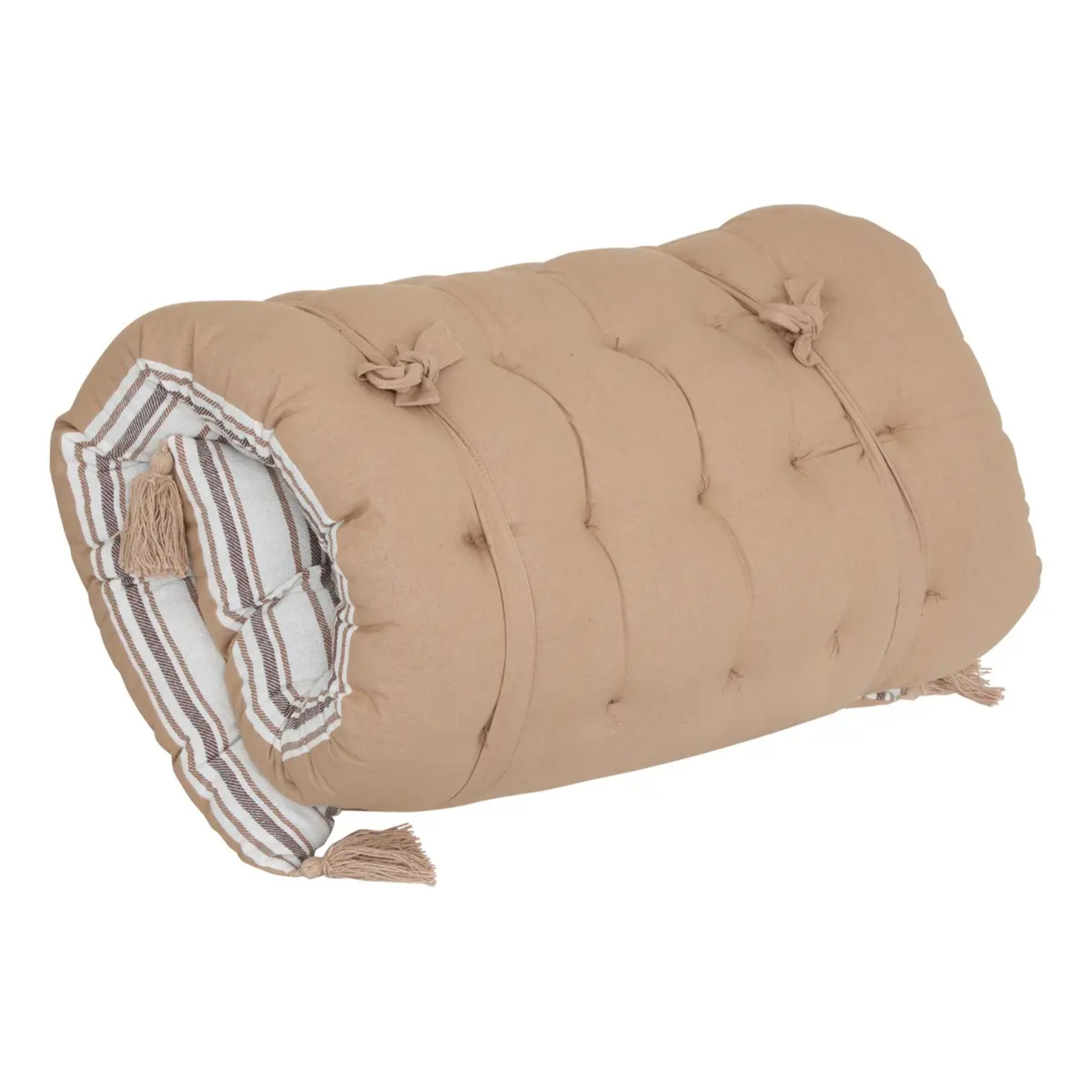 Coussin de sol Groove 120x60cm rayé beige lin